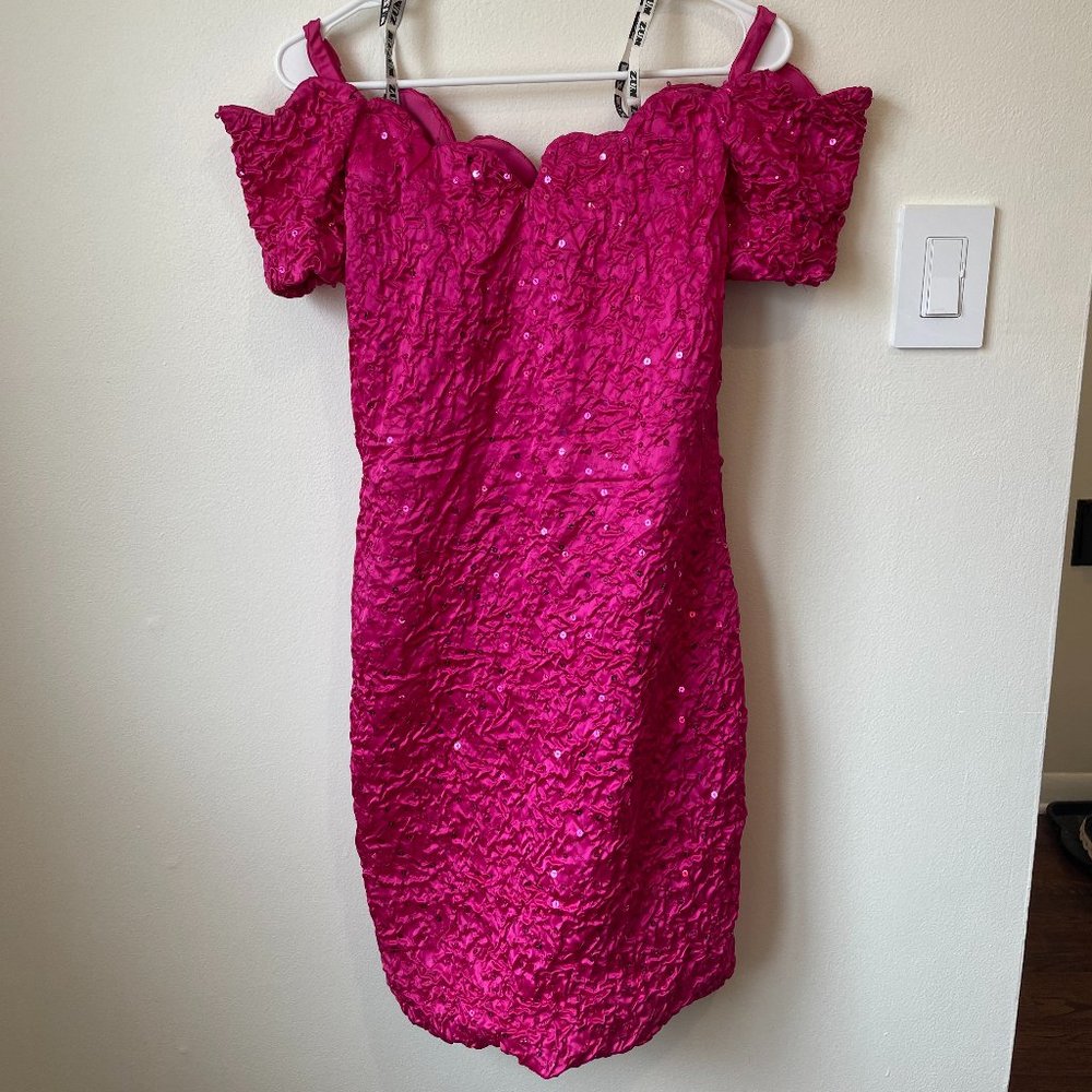80s Pink Sequin Prom Dress